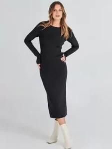 ANRABESS Daily Ritual Ribbed Knit Dress